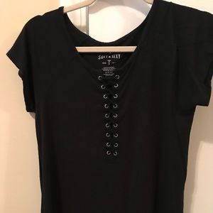 American Eagle soft n sexy lace up black shirt